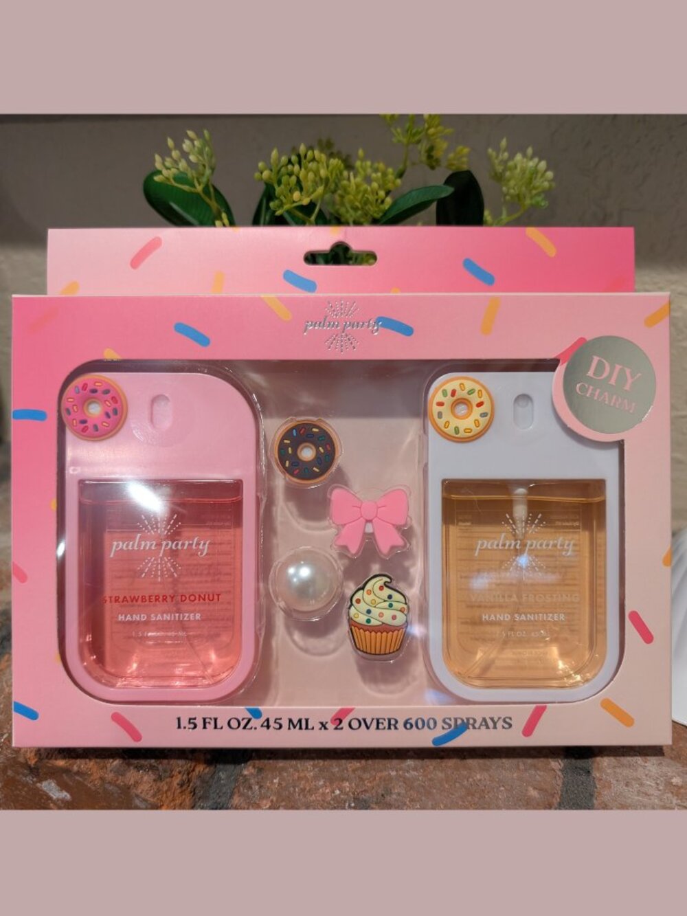Palm Party Hand Sanitizer Charm Set 🍓🍩 Strawberry Donut + Vanilla Frosting